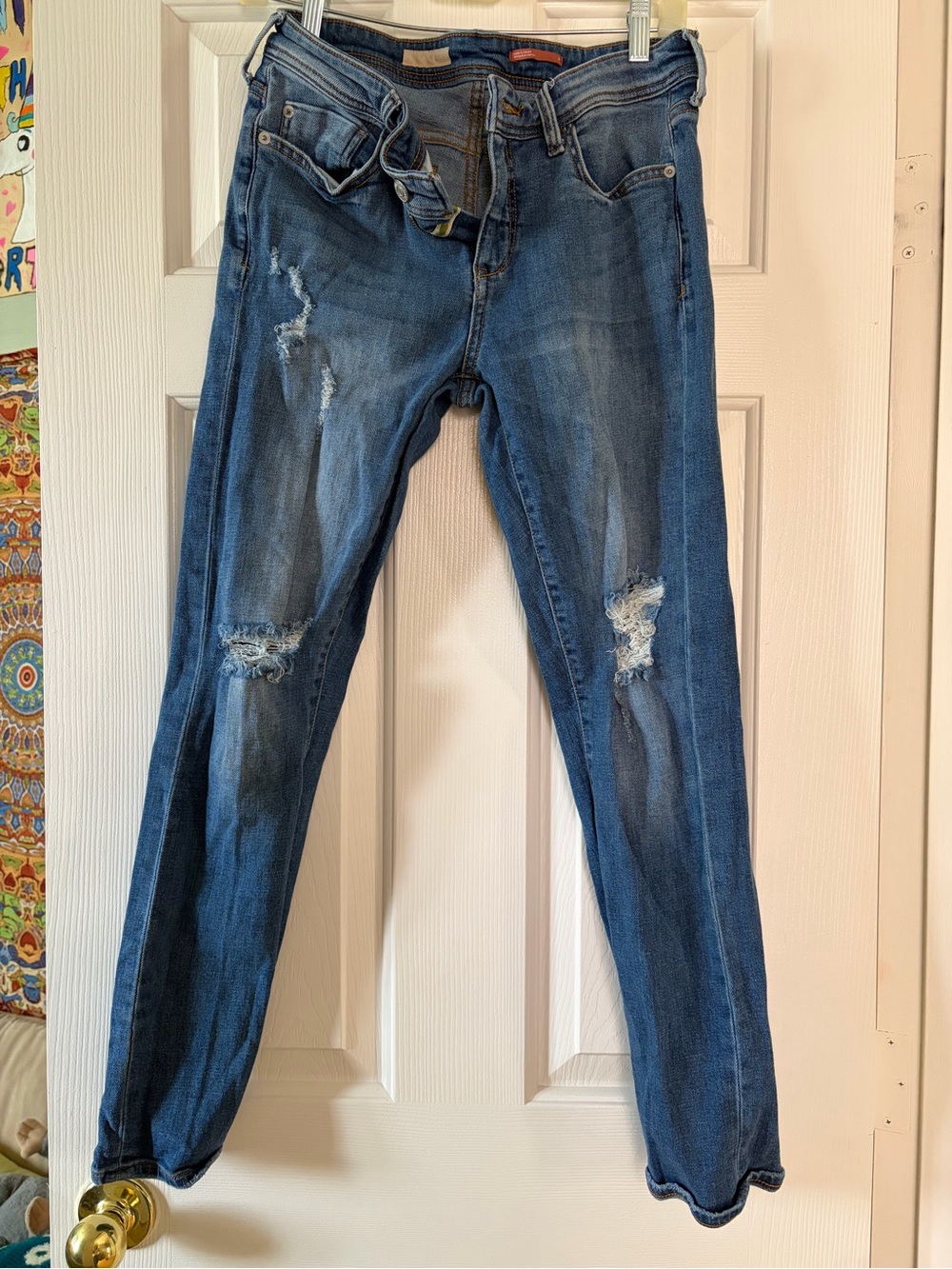 Pilcro Skinny Distressed Blue Jeans